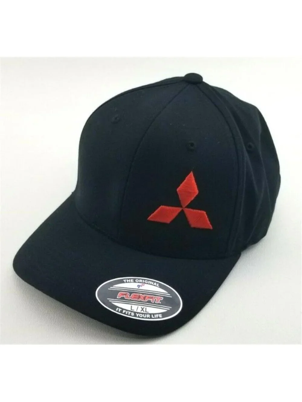 Mitsubishi Motors Logo Embroidered Black Flexfit L/XL Hat Lancer Evo Cap Retro